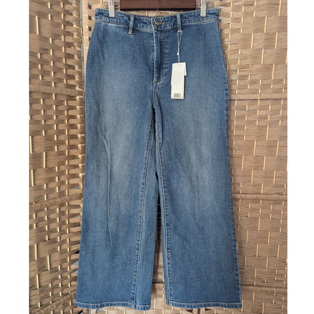 Vince Wide Leg Cropped Jeans Womens 28 Medium Wash‎ Designer Denim High Rise NWT